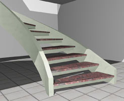 Бетонная лестница Тетивная с открытыми подступенками