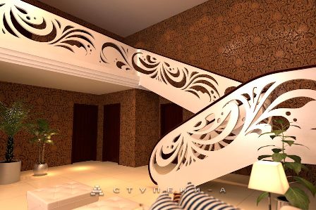 Бетонные перила для лестницы в стиле Арт Деко от Ступени-А