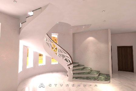 Лестница с бетонными перилами