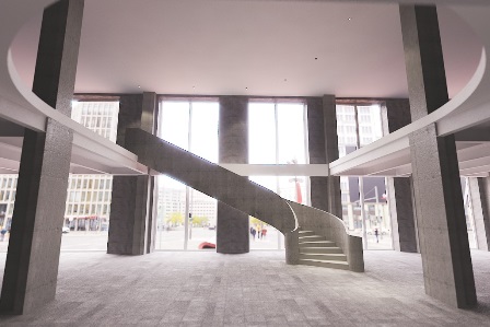 Loft project of stair with concrete railings