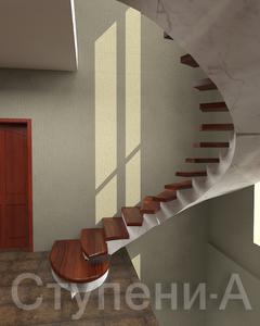 Проект бетонной лестницы с деревянными ступенями
