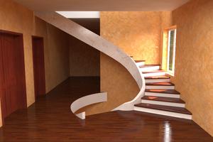 Проект бетонной гладкоподшитой тетивной лестницы в дом