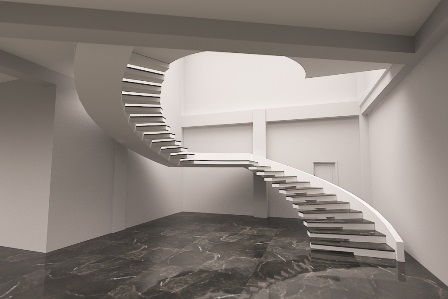 The project of a stringer bowstring staircase