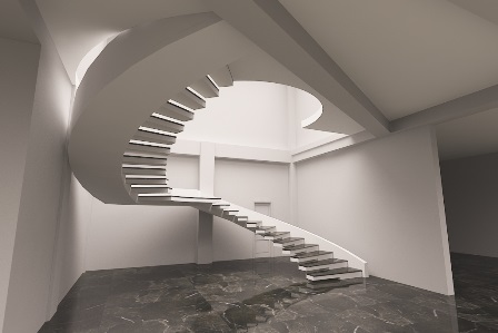 The project of a stringer bowstring staircase