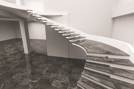 The project of a stringer bowstring staircase