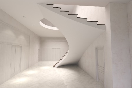 The project of a smoothly poured curved staircase