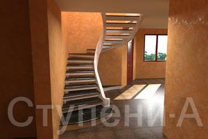 Проект тетивной полупристенной лестницы