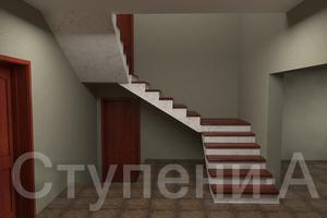 Проект бетонной трехмаршевой лестницы