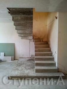 Лестница бетонная типа Двойной Каркас с забежными ступенями